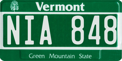 VT license plate NIA848