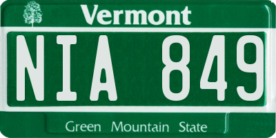 VT license plate NIA849