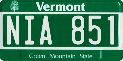 VT license plate NIA851