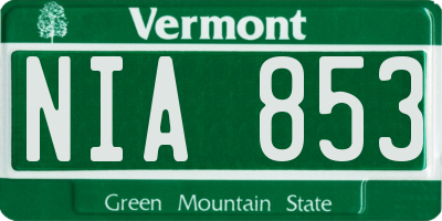 VT license plate NIA853