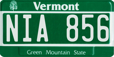 VT license plate NIA856
