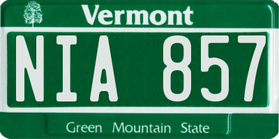 VT license plate NIA857