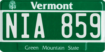 VT license plate NIA859
