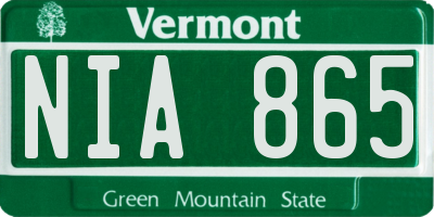 VT license plate NIA865