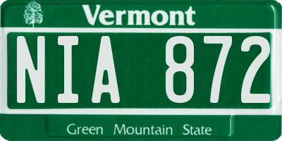 VT license plate NIA872