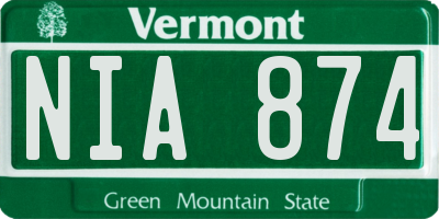 VT license plate NIA874