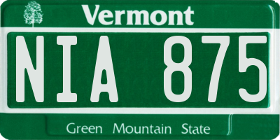 VT license plate NIA875