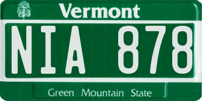 VT license plate NIA878