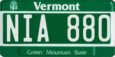 VT license plate NIA880