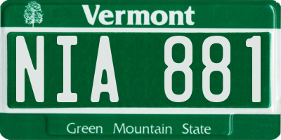 VT license plate NIA881
