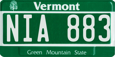 VT license plate NIA883
