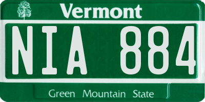 VT license plate NIA884