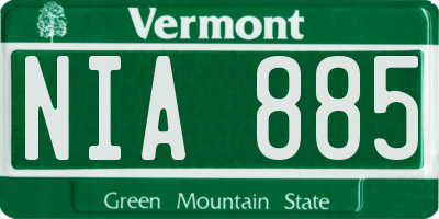 VT license plate NIA885