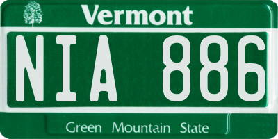 VT license plate NIA886