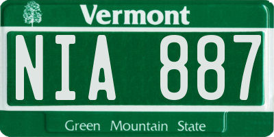 VT license plate NIA887