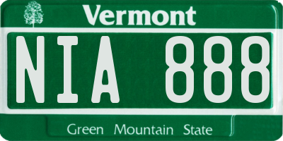 VT license plate NIA888