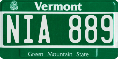 VT license plate NIA889