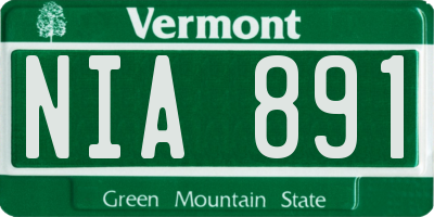 VT license plate NIA891