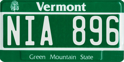 VT license plate NIA896