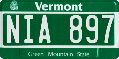VT license plate NIA897