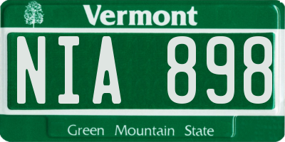 VT license plate NIA898