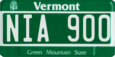 VT license plate NIA900