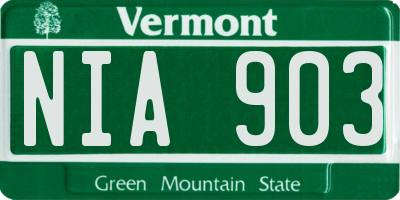 VT license plate NIA903