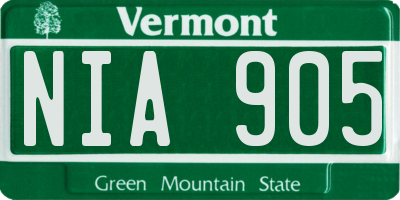 VT license plate NIA905