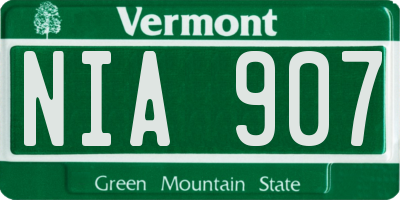 VT license plate NIA907