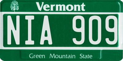 VT license plate NIA909