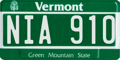 VT license plate NIA910
