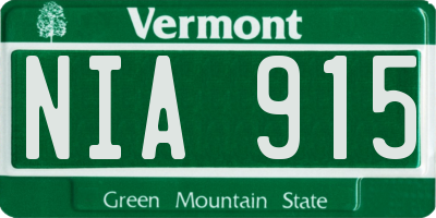 VT license plate NIA915