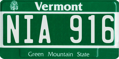 VT license plate NIA916