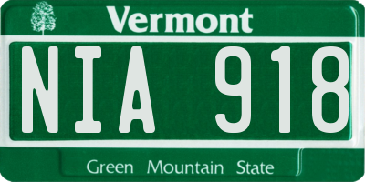 VT license plate NIA918