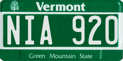 VT license plate NIA920