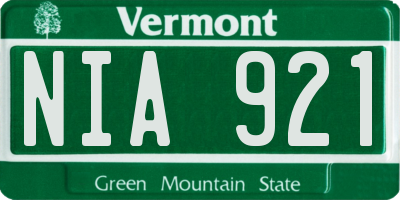 VT license plate NIA921