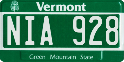 VT license plate NIA928
