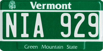 VT license plate NIA929
