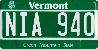 VT license plate NIA940