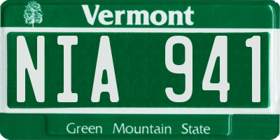 VT license plate NIA941