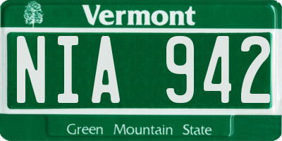 VT license plate NIA942