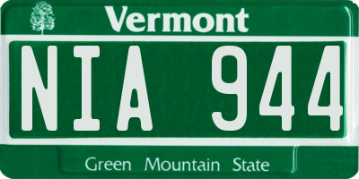 VT license plate NIA944