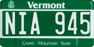 VT license plate NIA945
