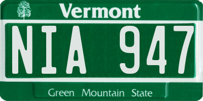 VT license plate NIA947