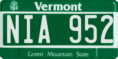 VT license plate NIA952