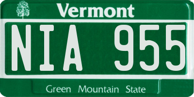 VT license plate NIA955
