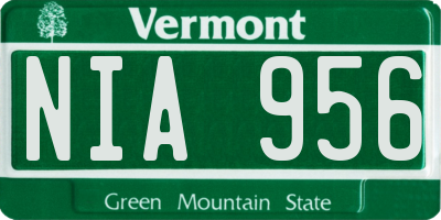 VT license plate NIA956