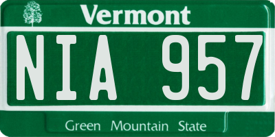 VT license plate NIA957
