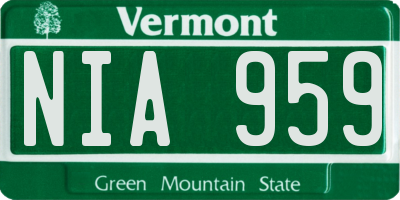 VT license plate NIA959