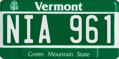 VT license plate NIA961